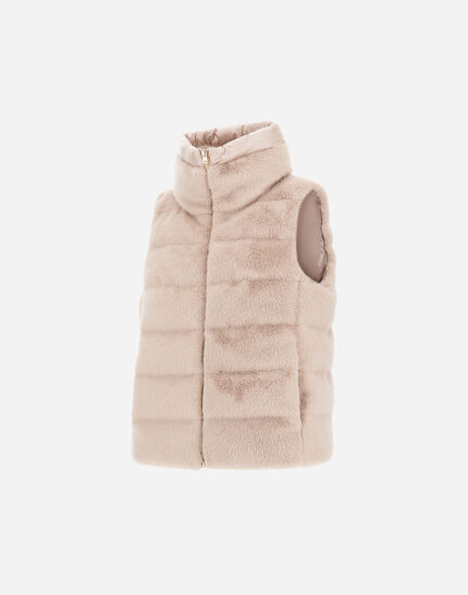 VEST IN LADY ALTERNATIVE FUR AND NYLON ULTRALIGHT Chantilly