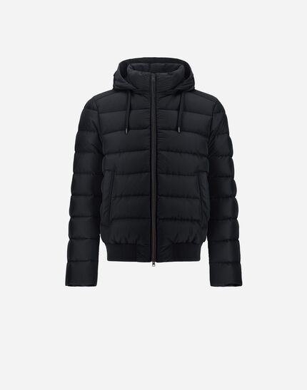 JACKET IN CHANGING NYLON AND SUEDE EFFECT Navy Blue
