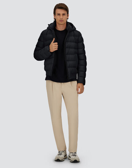 JACKET IN CHANGING NYLON AND SUEDE EFFECT Navy Blue