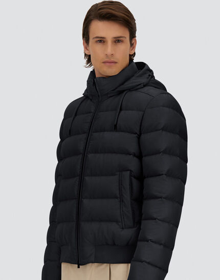JACKET IN CHANGING NYLON AND SUEDE EFFECT Navy Blue