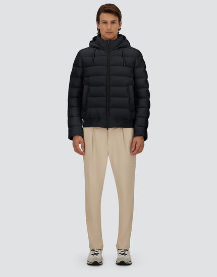 JACKET IN CHANGING NYLON AND SUEDE EFFECT Navy Blue