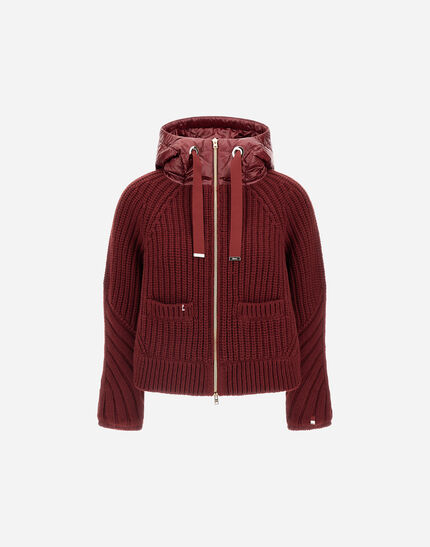 CARDIGAN IN COB STITCH WOOL AND NYLON ULTRALIGHT Bordeaux