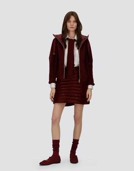 CARDIGAN IN COB STITCH WOOL AND NYLON ULTRALIGHT Bordeaux