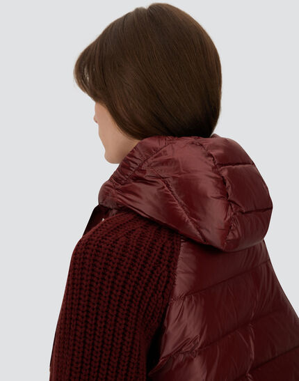 CARDIGAN IN COB STITCH WOOL AND NYLON ULTRALIGHT Bordeaux