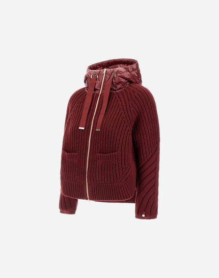 CARDIGAN IN COB STITCH WOOL AND NYLON ULTRALIGHT Bordeaux