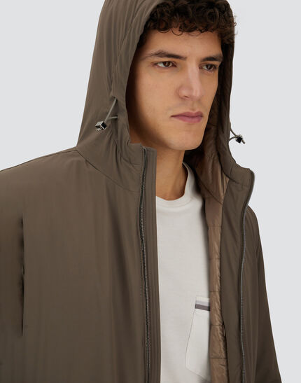 RESORT PARKA IN TRAVEL NYLON PONENTE Dark Taupe
