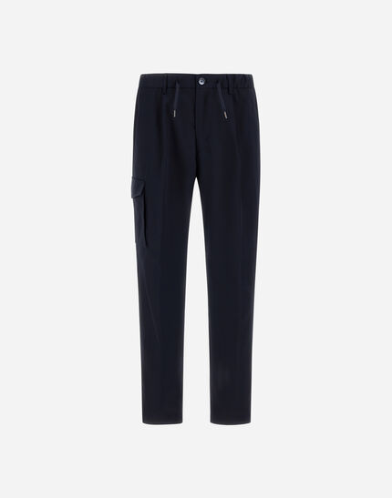 RESORT CARGO TROUSERS IN PURE COTTON Navy Blue 1 RESORT CARGO TROUSERS IN PURE COTTON Navy Blue