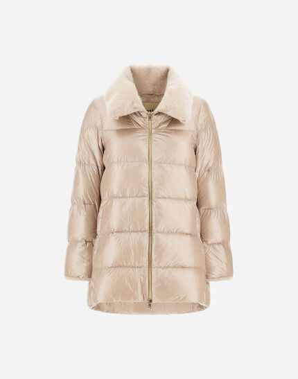 A-SHAPE JACKET IN NYLON ULTRALIGHT AND LADY ALTERNATIVE FUR Chantilly