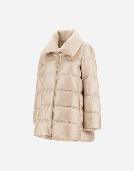 A-SHAPE JACKET IN NYLON ULTRALIGHT AND LADY ALTERNATIVE FUR Chantilly