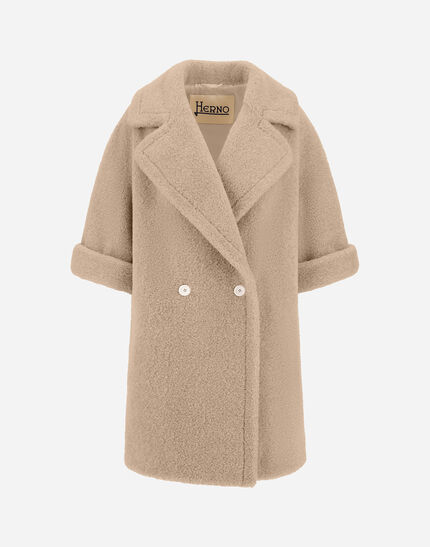 DOUBLE-BREASTED COAT IN MELANGE TEDDY Chantilly