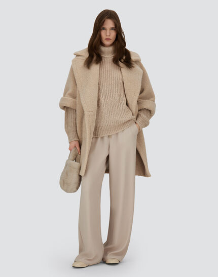 DOUBLE-BREASTED COAT IN MELANGE TEDDY Chantilly