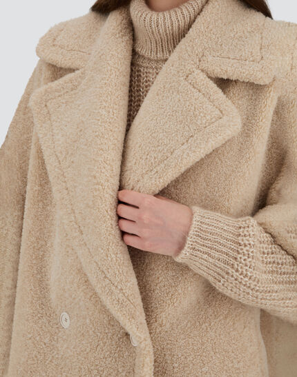 DOUBLE-BREASTED COAT IN MELANGE TEDDY Chantilly