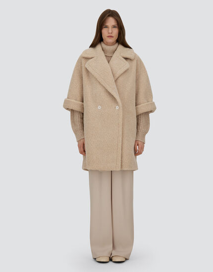 DOUBLE-BREASTED COAT IN MELANGE TEDDY Chantilly