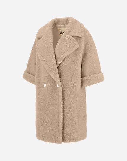 DOUBLE-BREASTED COAT IN MELANGE TEDDY Chantilly