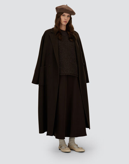 SWEATER IN COBBED BLOWN ALPACA WOOL Dark Chocolate