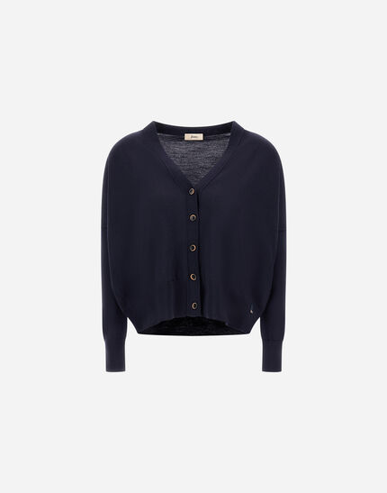 CARDIGAN IN BASIC MERINO WOOL Dark Blue