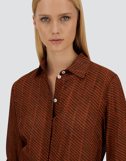 RESORT SHIRT IN LIGHT COTTON SPIKE PRINT Orange/Brown