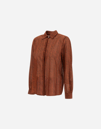 RESORT SHIRT IN LIGHT COTTON SPIKE PRINT Orange/Brown