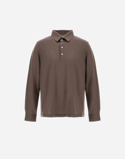 RESORT POLO SHIRT IN SOFT WOOL JERSEY Dark Taupe
