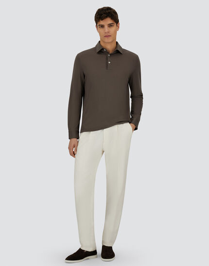 RESORT POLO SHIRT IN SOFT WOOL JERSEY Dark Taupe