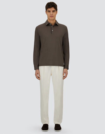 RESORT POLO SHIRT IN SOFT WOOL JERSEY Dark Taupe