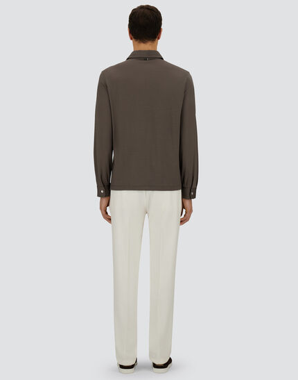 RESORT POLO SHIRT IN SOFT WOOL JERSEY Dark Taupe