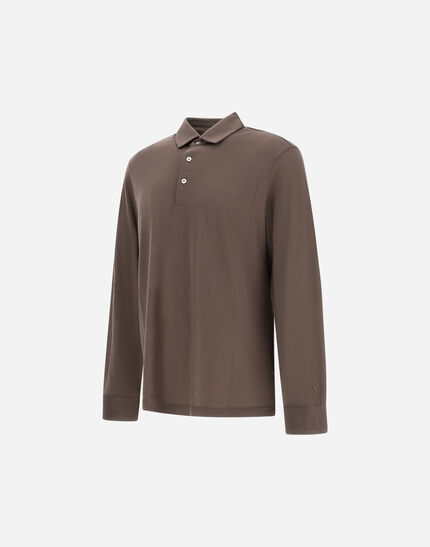 RESORT POLO SHIRT IN SOFT WOOL JERSEY Dark Taupe
