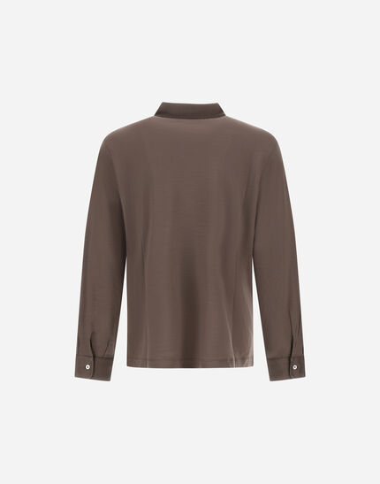 RESORT POLO SHIRT IN SOFT WOOL JERSEY Dark Taupe