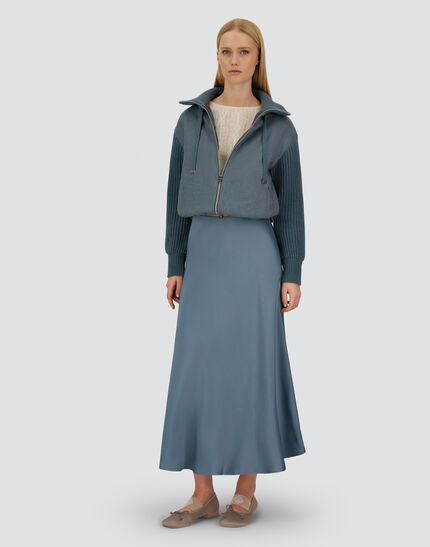 RESORT SKIRT IN ENVERS SATIN Midnight Teal