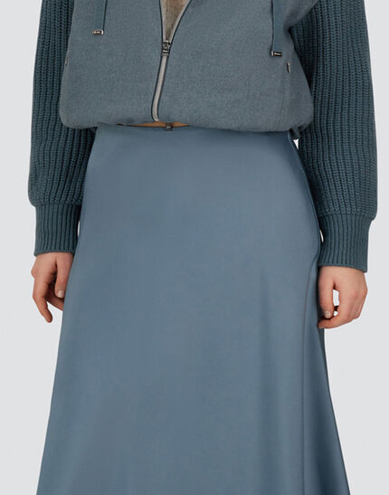 RESORT SKIRT IN ENVERS SATIN Midnight Teal