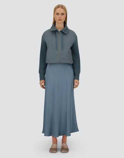 RESORT SKIRT IN ENVERS SATIN Midnight Teal