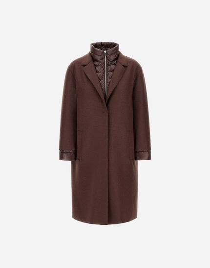 RESORT COAT IN FELTED WOOL & NYLON ULTRALIGHT Dark Chocolate 1 RESORT COAT IN FELTED WOOL & NYLON ULTRALIGHT Dark Chocolate