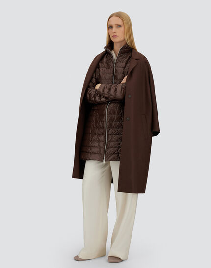 RESORT COAT IN FELTED WOOL & NYLON ULTRALIGHT Dark Chocolate 2 RESORT COAT IN FELTED WOOL & NYLON ULTRALIGHT Dark Chocolate