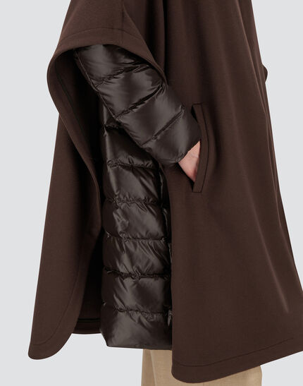 PONCHO IN LUXURY WOOL AND NYLON ULTRALIGHT Dark Chocolate