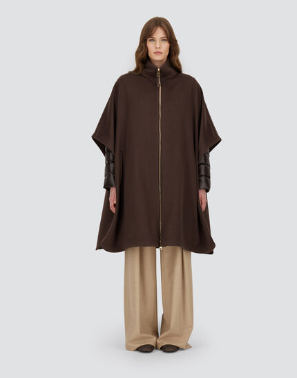 PONCHO IN LUXURY WOOL AND NYLON ULTRALIGHT Dark Chocolate
