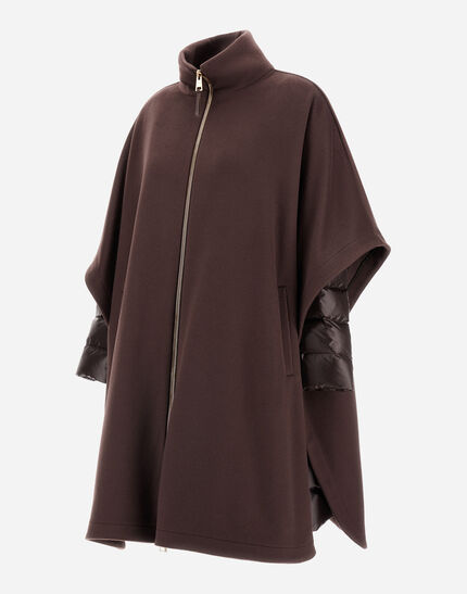 PONCHO IN LUXURY WOOL AND NYLON ULTRALIGHT Dark Chocolate