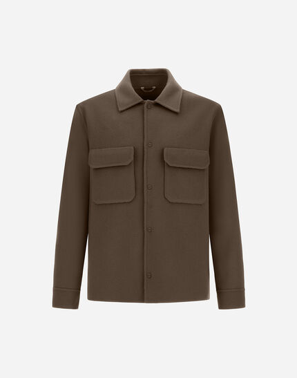 RESORT SHACKET IN DOUBLE FACED PURE WOOL Dark Taupe