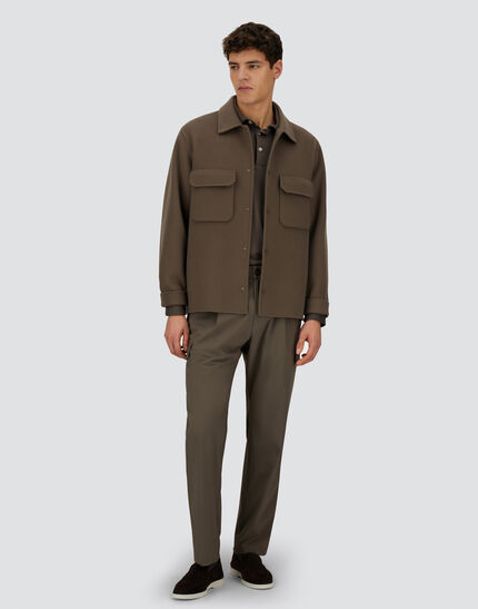 RESORT SHACKET IN DOUBLE FACED PURE WOOL Dark Taupe