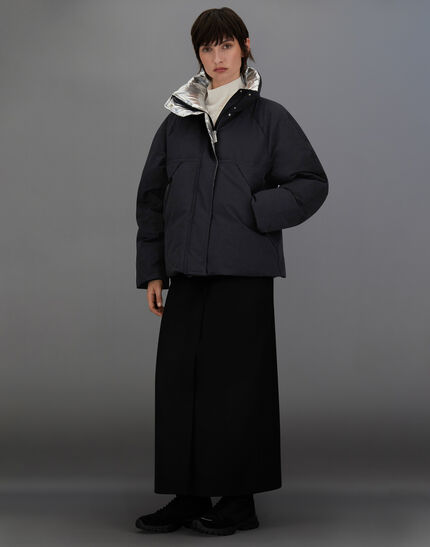 LAMINAR JACKET IN CRINKLE METALLIC Black