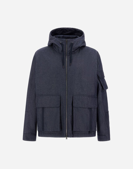 DENIM-EFFECT COTTON JACKET Navy Blue