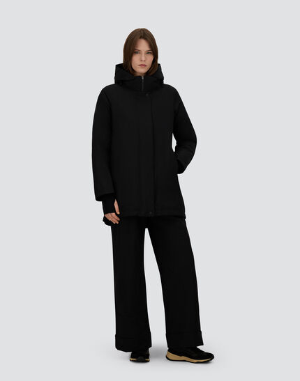HOODED A-SHAPE JACKET IN 2-LAYER WINDSTOPPER Black 2 HOODED A-SHAPE JACKET IN 2-LAYER WINDSTOPPER Black