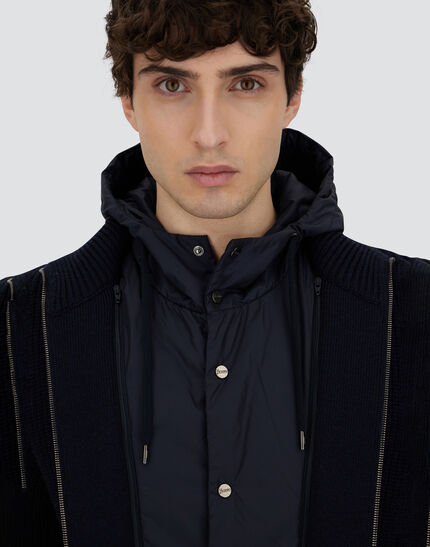JACKET IN RIBBED MERINO WOOL G.5 AND NYLON CHAMONIX Dark Blue 3 JACKET IN RIBBED MERINO WOOL G.5 AND NYLON CHAMONIX Dark Blue