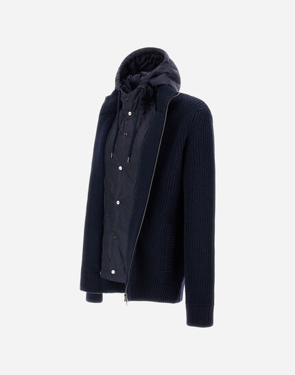 JACKET IN RIBBED MERINO WOOL G.5 AND NYLON CHAMONIX Dark Blue 6 JACKET IN RIBBED MERINO WOOL G.5 AND NYLON CHAMONIX Dark Blue
