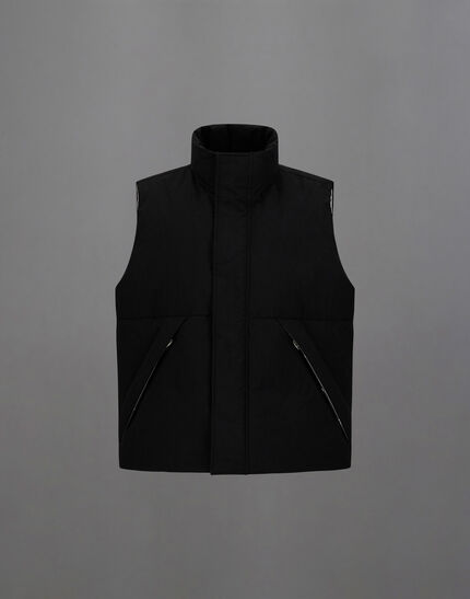 LAMINAR VEST IN CRINKLE METALLIC Black
