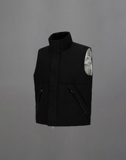 LAMINAR VEST IN CRINKLE METALLIC Black