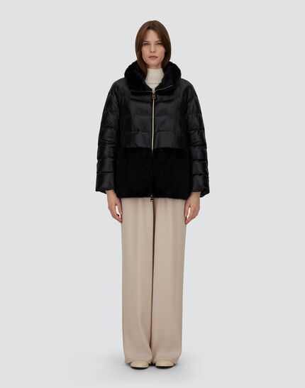 CAPE IN NYLON ULTRALIGHT AND LADY ALTERNATIVE FUR Black