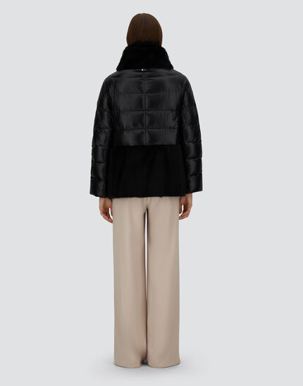 CAPE IN NYLON ULTRALIGHT AND LADY ALTERNATIVE FUR Black