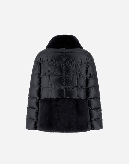 CAPE IN NYLON ULTRALIGHT AND LADY ALTERNATIVE FUR Black