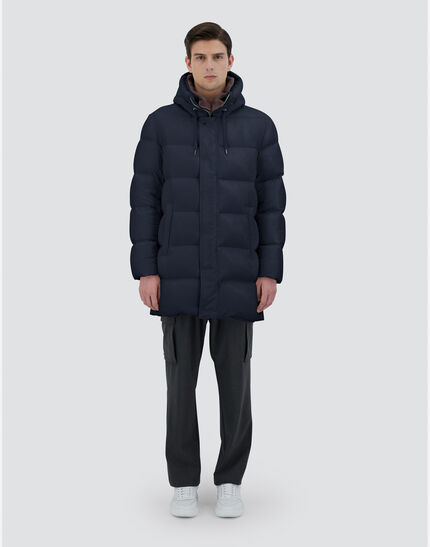 LONG JACKET IN ARENDELLE AND MONOGRAM Navy Blue