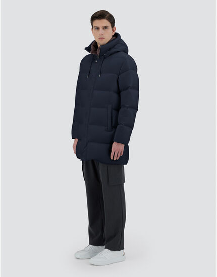 LONG JACKET IN ARENDELLE AND MONOGRAM Navy Blue
